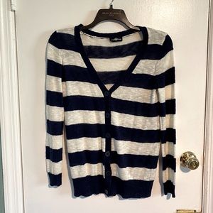 Striped Button-up Sweater.